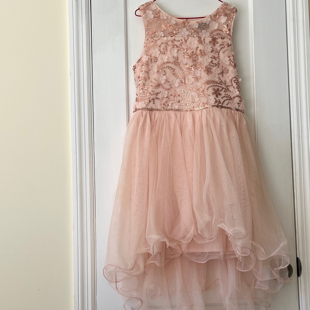 Lilt Sequin and Tulle Dress Girls 12 Pink Blush Party Event High Low‎